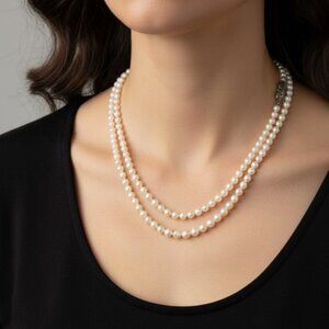 Treated Pearl Necklace with Sterling Silver Filigree Clasp – Double-Strand